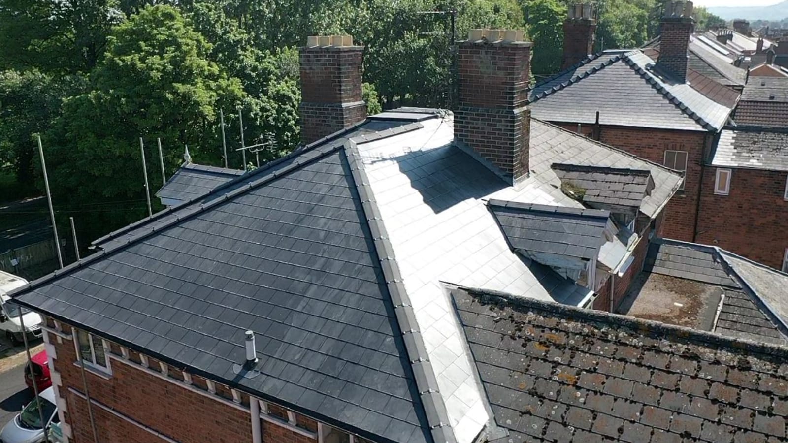Photo of tiled roofing work, add a real photo